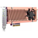 QNAP QM2-2P-344A - QM2-kaart - Bruin, Grijs - PCIe 3.0 - Actieve Koeling