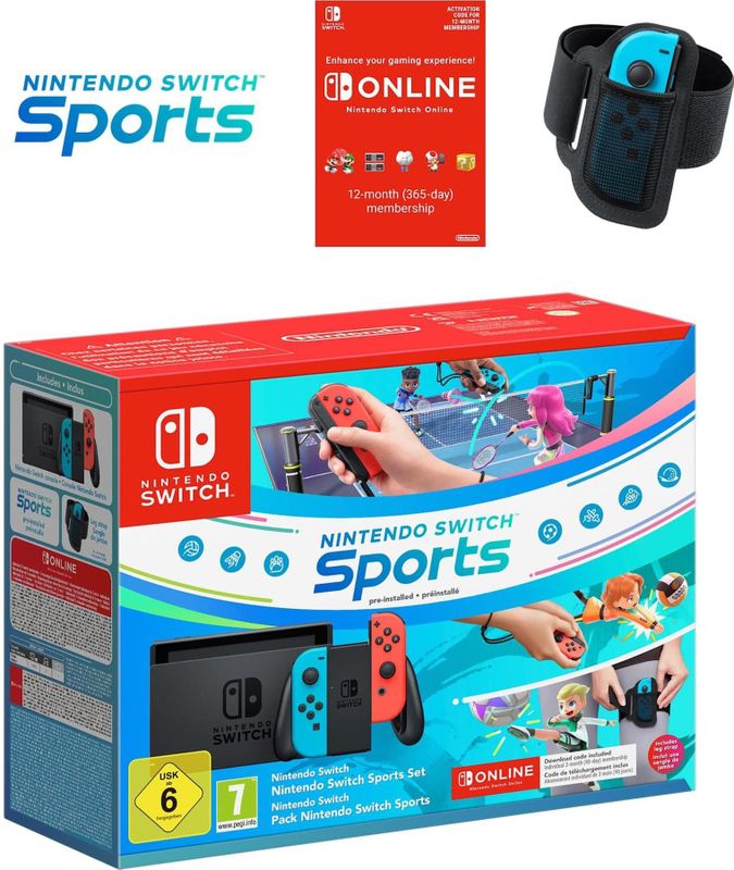 Nintendo Switch - Neon Blauw/Neon Rood - Spelcomputer - Switch Sports Set + 12 Maanden NSO