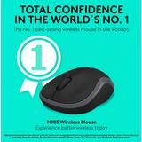 Logitech - M185 - Draadloze Muismodel - Ambidextrous - Zwart - RF