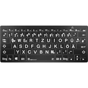 Logickeyboard XL-Druk Wit op Zwart dt. (PC/BT) (DE, Draadloze), Toetsenbord, Zwart