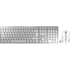 CHERRY DW 9100 Slim + McAfee 1Y 3 Gebruikers (DE, Draadloze), Toetsenbord, Zilver