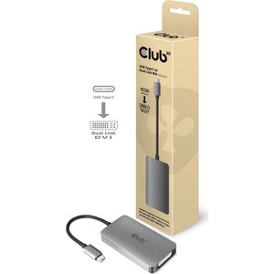 Club 3D USB Type-C naar (DVI, 24.50 cm), Data + Video Adapter, Grijs