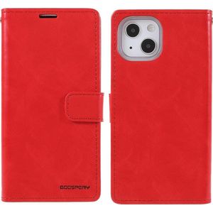 Mercury iPhone 13 - Blue Moon Leather Case Cover Cards rood (iPhone 13), Smartphonehoes, Rood