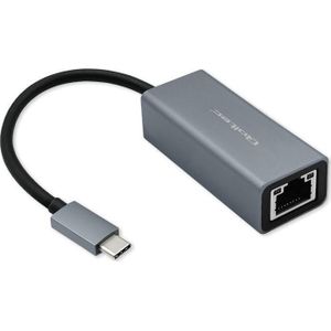Qoltec - USB-C naar RJ45 Ethernet Adapter - Grijs - Aluminium - 1000 Mbit/s