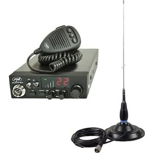 PNI Pakket radio CB ESCORT HP 8024 ASQ + antenne CB ML145 met magneet 145/PL (15 km), Walkietalkie