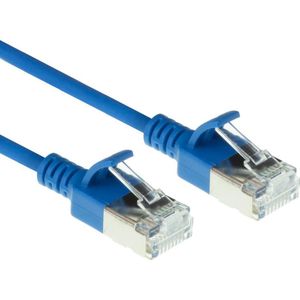 ACT Blauwe 10 meter LSZH U/FTP CAT6A datacenter slimline patchkabel snagless met RJ45 connectoren (U/FTP, CAT6a, 10 m), Netwerkkabel