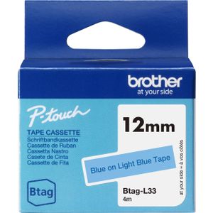 Brother - BTAG-L33 - Labelband - Blauw op Lichtblauw - 12 mm x 4 m