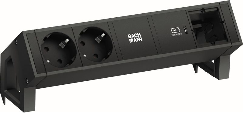 Bachmann - DESK 2 - Stekkerdoos - Zwart - Metaal - USB-C 30W