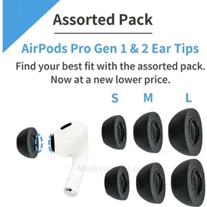 COMPLY - V2 - Oortelefoon Tips - Zwart - 3 Paar - Geschikt voor Airpods Pro 1 & 2
