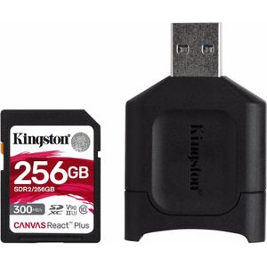 Kingston Canvas React Plus (256 GB, SDXC, U3, UHS-II), Geheugenkaart, Zwart