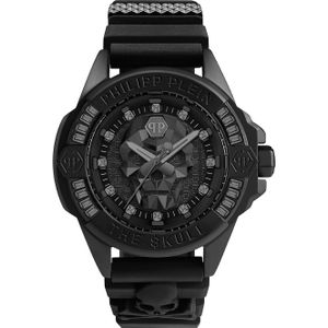 Philipp Plein, Horloge, PWNAA0322 De $kull Unisex 41mm 5ATM, Zwart, (Analoog horloge, 41 mm)