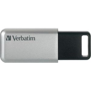 Verbatim Usb 3.0 schijf 64gb Secure Data Pro (pc Mac) (64 GB, USB A, USB 3.0), USB-stick, Zilver