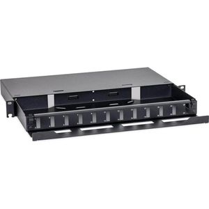 Triton RAB-FO-X69-A1 - Uittrekbare 19" glasvezelbehuizing 1U, voor 12 x SC duplex connectoren, RAL9005, Server accessoires, Zwart