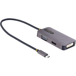 StarTech com Adattattatore USB C a HDMI DVI o VGA, Adattatore video multiporta fino a 4K 60Hz, Compati (USB Type-C, 1.40 cm), Data + Video Adapter, Grijs