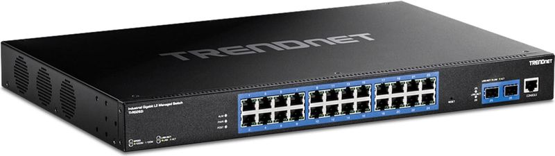 Trendnet - 26-Poorts - Beheerde Switch - Zwart - 24 Gigabit RJ45-poorten, 2 SFP-poorten, IP30, -40 °C tot 70 °C