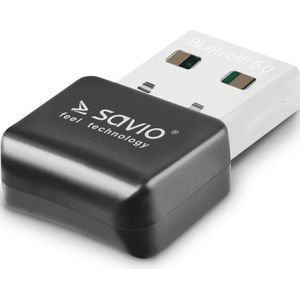 Savio BT-050 Bluetooth-interfacekaart/adapter (Zender en ontvanger), Bluetooth audio-adapters, Zwart