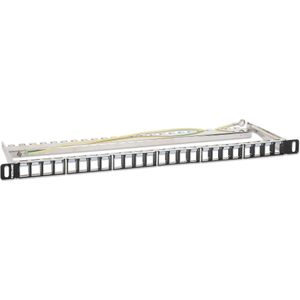 Intellinet 24-poorts patchpaneel, afgeschermd en niet uitgerust, 0,5 U, Server accessoires, Zwart