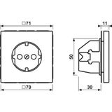 JUNG - AL 1520 AN - Inbouwstopcontact - Gelakt Aluminium - 250 V - 16 A