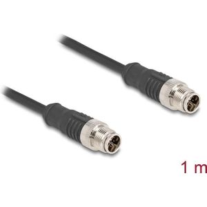 Delock M12 kabel X-gecodeerde 8-polige stekker naar stekker PVC 1 m (1 m), Netwerkkabel