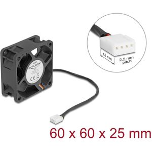 Delock Axiallüfter 24 V DC, 60 x 60 x 25 mm schwarz (60 mm, 1 x), PC ventilator, Zwart