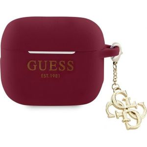 Guess Airpods 3 hoesje Siliconen Classic Logo Goud Met 4G Bedeltje (Koptelefoon tas), Hoofdtelefoon Tassen + Beschermende Covers, Goud