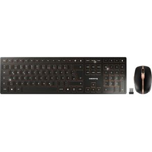 CHERRY DW 9100 Slim + McAfee 1Y 3 User (DE, Draadloze), Toetsenbord, Brons, Zwart