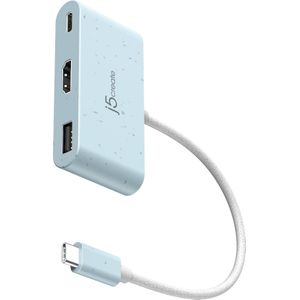j5Create JCA379EC-N USB-C ecologisch vers HDMI™ en USB™ Type-A met Power Delivery (USB C), Docking station + USB-hub, Blauw
