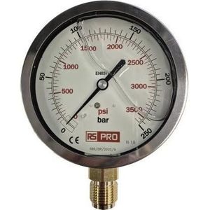 RS PRO Druckmessgerät Prozessanschluss unten Analo, Metrologie