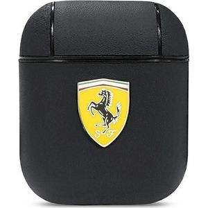 Ferrari FESA2LEBK AirPods hoesje czarny/zwart On Track Leather, Hoofdtelefoon Tassen + Beschermende Covers, Zwart