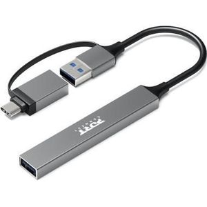 Port Designs Hub USB 4 Ports Slim Combo For (USB-C, 4 ports), Docking station + USB-hub, Zilver