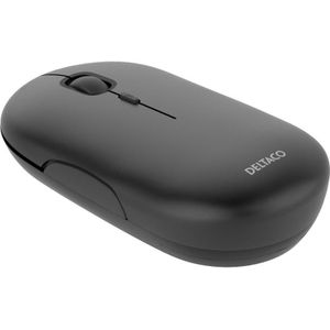Deltaco Platte Draadloze Muis, silent clicks - stille muis, 1600 DPI, USB-ontvanger, 4 knoppen - Zwart