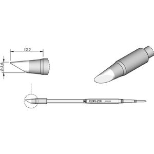 JBC Soldeerstift serie C245, ronde vorm, C245256/Ø 3,5 mm, afgeschuind, 20 mm langer, Soldeer accessoires