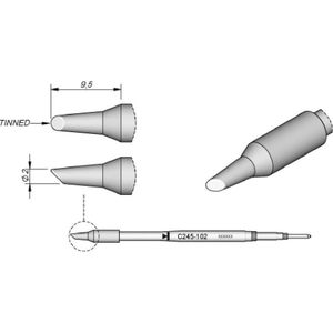 JBC Soldeerstift serie C245, ronde vorm, C245102/Ø 2,0 mm, afgeschuind, vertind (Soldeerstift), Soldeer accessoires