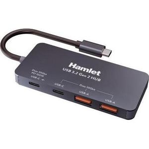 Hamlet XHUB-432C-10G-Y HUB 4 porte 10 Gbps USB-C 3.2 Gen2 - 2 x USB-A 10Gbps + 2 x USB-C 10Gbps + (USB-C, 4 ports), Docking station + USB-hub