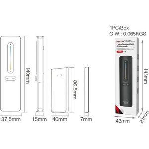 MiBoxer Synergy 21 LED afstandsbediening 2,4GHz dubbel wit (CCT) + Dimm (b)*Milight/*, Afstandsbediening