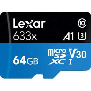 Lexar High-Performance 633x (64 GB, microSDXC, U3, UHS-I), Geheugenkaart, Zwart