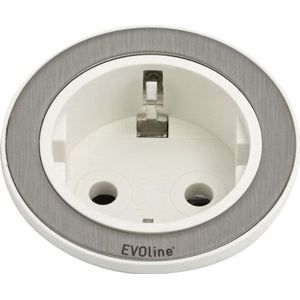 Evoline, Stopcontacten, Een inbouw stopcontactbehuizing / sierring wit met roestvrij staal