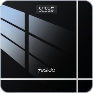 Yesido, Weegschaal, - Digital Scale Body Weight (MG10) - LED Display, Tempered Glass, 5-150kg - Black (150 kg)