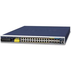 Planet IGS-6325-24P4X Netwerkschakelaar Managed L3 Gigabit Ethernet (10/100/1000) Power over Ethernet (PoE) (24 ports), Netwerkschakelaar, Zwart, Blauw