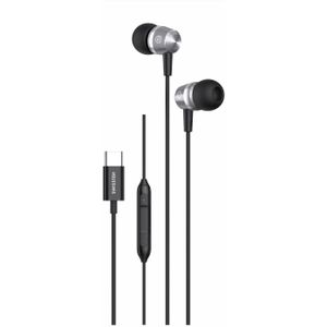 Swissten USB-C oortelefoon metallic zwart (Bedraad), Koptelefoon, Zwart