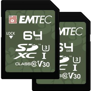 Emtec SD 64GB UHS-I U3 V30 Buiten P2 (64 GB, SD, U3, UHS-I), Geheugenkaart