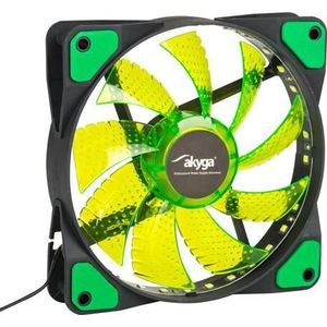 Akyga AW-12E-BG 120 (120 mm, 1 x), PC ventilator, Zwart, Groen
