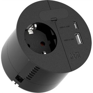 LOOP IN CHARGE - Stopcontact - Zwart - USB A/C 22W - Inbouw