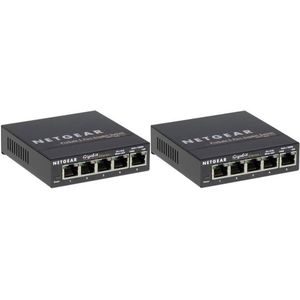 Netgear 2x GS105GE 5-poorts Gigabit Schakelaar 1000 MBit/s (5 ports), Netwerkschakelaar