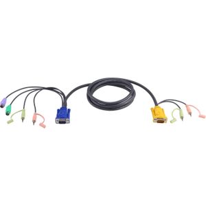 Aten PS/2 KVM kabel met 3-in-1 SPHD en audio, KVM schakelaar kabel
