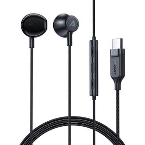 Acefast L2 in-ear hoofdtelefoon met USB-C-aansluiting, microfoon en afstandsbediening 1,2 m - zwart (Bedraad), Koptelefoon, Zwart