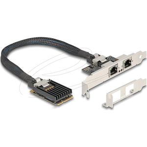 Delock Mini PCIe I/O PCIe full size 2 x RJ45 Gigabit LAN (Mini PCI Express), Netwerkkaarten, Zwart