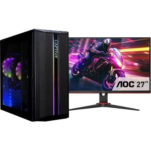 Captiva PC Advanced Gaming R93-295 TFT Bundle (Ryzen 7 5700X/RTX5060 Ti 8GB GDDR7/SSD 1TB/32GB/WLAN/Windows (1000 GB, 32 GB, AMD Ryzen 7 5700X, GeForce RTX 5060 Ti), PC, Zwart