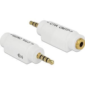 Delock Adapter 3,5 mm 4 pin jack stekker > 3,5 mm 4 pin jack aansluiting (Jack adapter), Audio-adapters, Wit