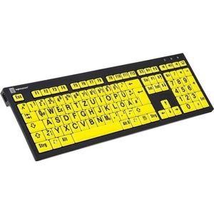 Logickeyboard XL Print PC Slim Line NERO (DE, Bedraad), Toetsenbord, Zwart